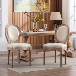 vtng50 Upholstered French Dining Chair with rubber legs PU leather