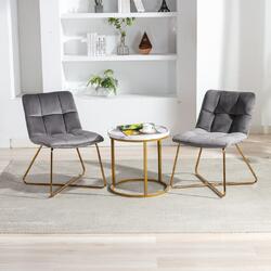 vtng50 Velvet Accent Chair Retro Leisure Lounge Chair Mid Century Modern Chair Vanity Chair for Living Room Bedroom with Gold Metal Legs