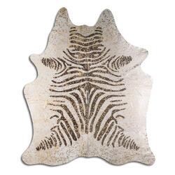 Rug Addiction, iNC ACID WASHED HAIR ON COWHIDE BLACK ZEBRA WITH GOLD METALLIC