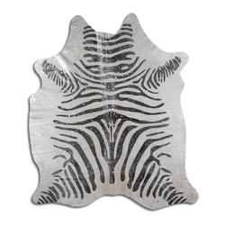 Rug Addiction, iNC ACID WASHED HAIR ON COWHIDE BLACK ZEBRA WITH SILVER METALLIC