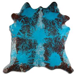 Rug Addiction, iNC ACID WASHED HAIR ON COWHIDE DISTRESSED ACQUA BLUE