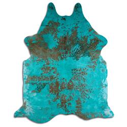 Rug Addiction, iNC ACID WASHED HAIR ON COWHIDE DISTRESSED EMERALD GREEN