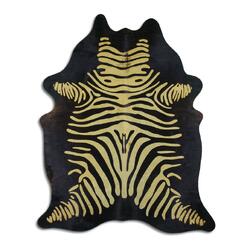 Rug Addiction, iNC ACID WASHED HAIR ON COWHIDE DISTRESSED ZEBRA YELLOW ON BLACK