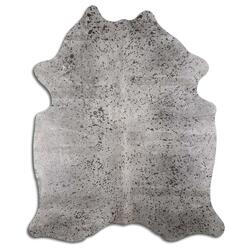 Rug Addiction, iNC ACID WASHED HAIR ON COWHIDE GRAPHITE METALLIC ON GREY