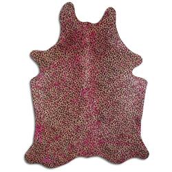 Rug Addiction, iNC ACID WASHED HAIR ON COWHIDE LEOPARD ON BEIGE WITH PINK METALLIC