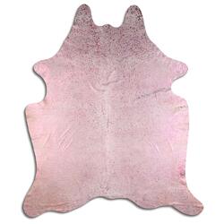 Rug Addiction, iNC ACID WASHED HAIR ON COWHIDE PINK METALLIC ON WHITE