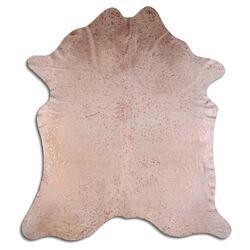 Rug Addiction, iNC ACID WASHED HAIR ON COWHIDE ROSE GOLD METALLIC ON WHITE