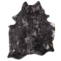 Rug Addiction, iNC ACID WASHED HAIR ON COWHIDE SILVER METALLIC ON BLACK