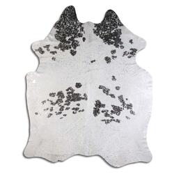 Rug Addiction, iNC ACID WASHED HAIR ON COWHIDE SILVER METALLIC ON BLACK AND WHITE