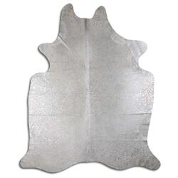 Rug Addiction, iNC ACID WASHED HAIR ON COWHIDE SILVER METALLIC ZEBRA ON WHITE