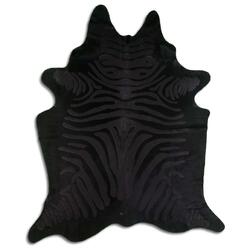 Rug Addiction, iNC ACID WASHED HAIR ON COWHIDE ZEBRA DISTRESSED BLACK ON BLACK