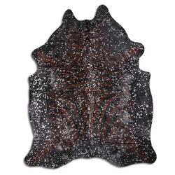 Rug Addiction, iNC ACID WASHED HAIR ON COWHIDE ZEBRA ON BLACK WITH SILVER METALLIC
