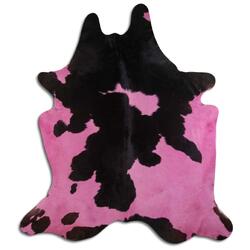 Rug Addiction, iNC DYED HAIR ON COWHIDE DYED FUCHSIA ON BLACK AND WHITE