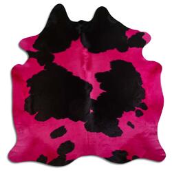 Rug Addiction, iNC DYED HAIR ON COWHIDE DYED HOT PINK ON BLACK AND WHITE