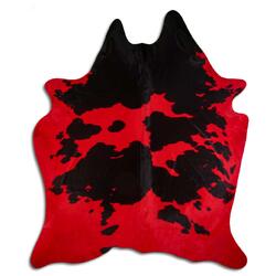 Rug Addiction, iNC DYED HAIR ON COWHIDE DYED RED ON BLACK AND WHITE