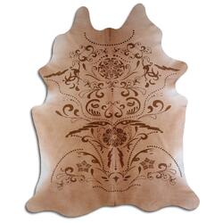 Rug Addiction, iNC PRINTED HAIR ON COWHIDE BAROQUE BROWN ON BEIGE