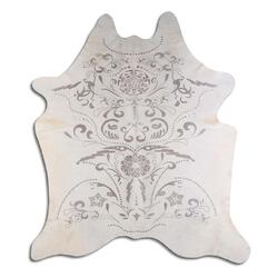 Rug Addiction, iNC PRINTED HAIR ON COWHIDE BAROQUE GREY ON WHITE