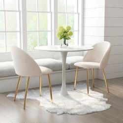 Zuo Modern Contemporary Inc Cozy Dining Chair (Set of 2) Cream & Gold
