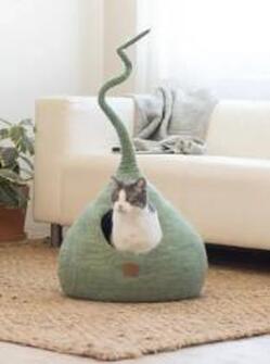 Deluxe Handcrafted Felt Cat Cave Deluxe Handcrafted Felt Cat Cave With Tail - TEGL