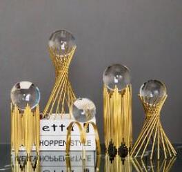 Nordic Light Luxury Nordic Light Luxury Metal Crystal Ball Ornaments Creative Home Decor Ornaments Abstract Shape Golden Iron Crafts Exquisite Gifts