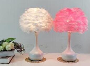 Decor Lighting Luxury Feather Table Lamp Bedroom Bedside Light Nordic Ins Touch Dimming Desk Lights for Living Room Study Room Decor Lighting