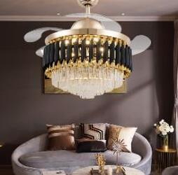 Crystal Chandelier LED Frequency Conversion Fan Light Crystal Chandelier