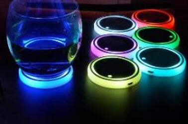 Ambient Light For Car Automatically Colorful Cup Holder LED Light-up Coaster Solar & USB Charging Non-slip Coaster Ambient Light For Car Automatically