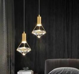 Diamond Crystal Bedside Chandelier In Bedroom Postmodern Luxury All Copper Diamond Crystal