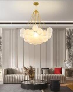 Pendant Lamp Creative Light Luxury Ball White Glass Bubble Post-modern Living Room Pendant Lamp