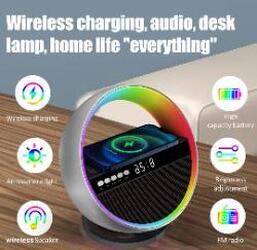 Wireless Charger Bluetooth Speaker 2024 New Multifunction Wireless Charger Bluetooth Speaker Large G Ambience Light