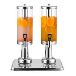 SOGA SOGA 6L Dual Silver Stainless Steel Beverage Dispenser Ice Cylinder Clear Juicer Hot Cold Water Jug