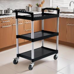 SOGA SOGA 3 Tier Food Trolley Food Waste Cart Storage Mechanic Kitchen Black Large