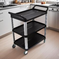 SOGA SOGA 3 Tier Food 83.5x43x95cm Trolley Food Waste Cart Storage Mechanic Kitchen Black Small