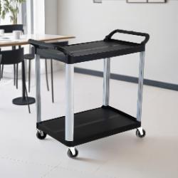 SOGA SOGA 2 Tier Food Trolley Portable Kitchen Cart Multifunctional Big Utility Service with wheels 845x430x940mm Black