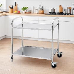 SOGA SOGA 2 Tier 86x54x94cm Stainless Steel Kitchen Dinning Food Cart Trolley Utility Round Large
