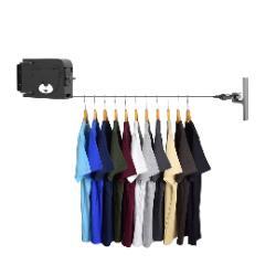 SOGA SOGA 160mm Wall-Mounted Clothes Line Dry Rack Retractable Space-Saving Foldable Hanger Black