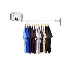 SOGA SOGA 160mm Wall-Mounted Clothes Line Dry Rack Retractable Space-Saving Foldable Hanger White