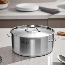 SOGA Stock Pot 44L Top Grade Thick Stainless Steel Stockpot 18/10