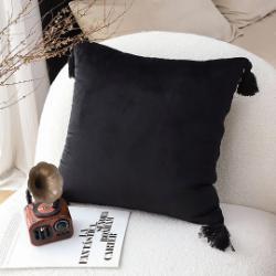 SOGA SOGA 45X Black Vintage Butterfly Pillow Tassel Throw Pillow
