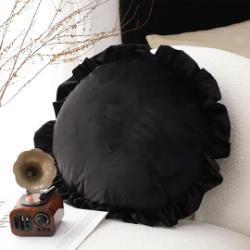 SOGA SOGA 45cm Butterfly Black Vintage Lotus Round Throw Pillow