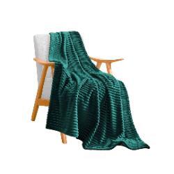 SOGA Dark GreenThrow Blanket Warm Cozy Striped Pattern Thin Flannel Coverlet Fleece Bed Sofa Comforter
