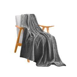 SOGA GreyThrow Blanket Warm Cozy Striped Pattern Thin Flannel Coverlet Fleece Bed Sofa Comforter