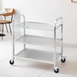 SOGA 3 Tier 85x45x90cm Stainless Steel Kitchen Dinning Food Cart Trolley Utility Size Medium