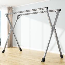 SOGA SOGA 2.4m Portable Standing Clothes Drying Rack Foldable Space-Saving Laundry Holder 3 Poles