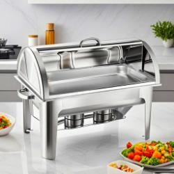 SOGA SOGA 9L Stainless Steel Full Size Roll Top Chafing Dish Food Warmer
