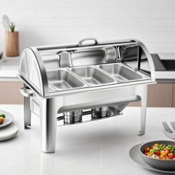SOGA SOGA 3L Triple Tray Stainless Steel Roll Top Chafing Dish Food Warmer