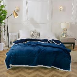 SOGA SOGA Navy Blue Throw Blanket Warm Cozy Double Sided Thick Flannel Coverlet Fleece Bed Sofa Comforter
