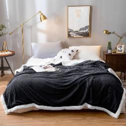 SOGA SOGA Black Throw Blanket Warm Cozy Double Sided Thick Flannel Coverlet Fleece Bed Sofa Comforter
