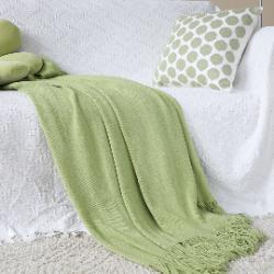 SOGA SOGA Green Acrylic Knitted Throw Blanket Solid Fringed Warm Cozy Woven Cover Couch Bed Sofa Home Decor