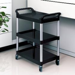 SOGA SOGA 3 Tier Food Trolley Portable Kitchen Cart Multifunctional Big Utility Service with wheels 830x420x950mm Black
